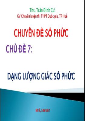 Toán học - Chủ đề 8 Dạng lượng giác số phức